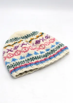 Handknited Blue and White Sherpa Beanies