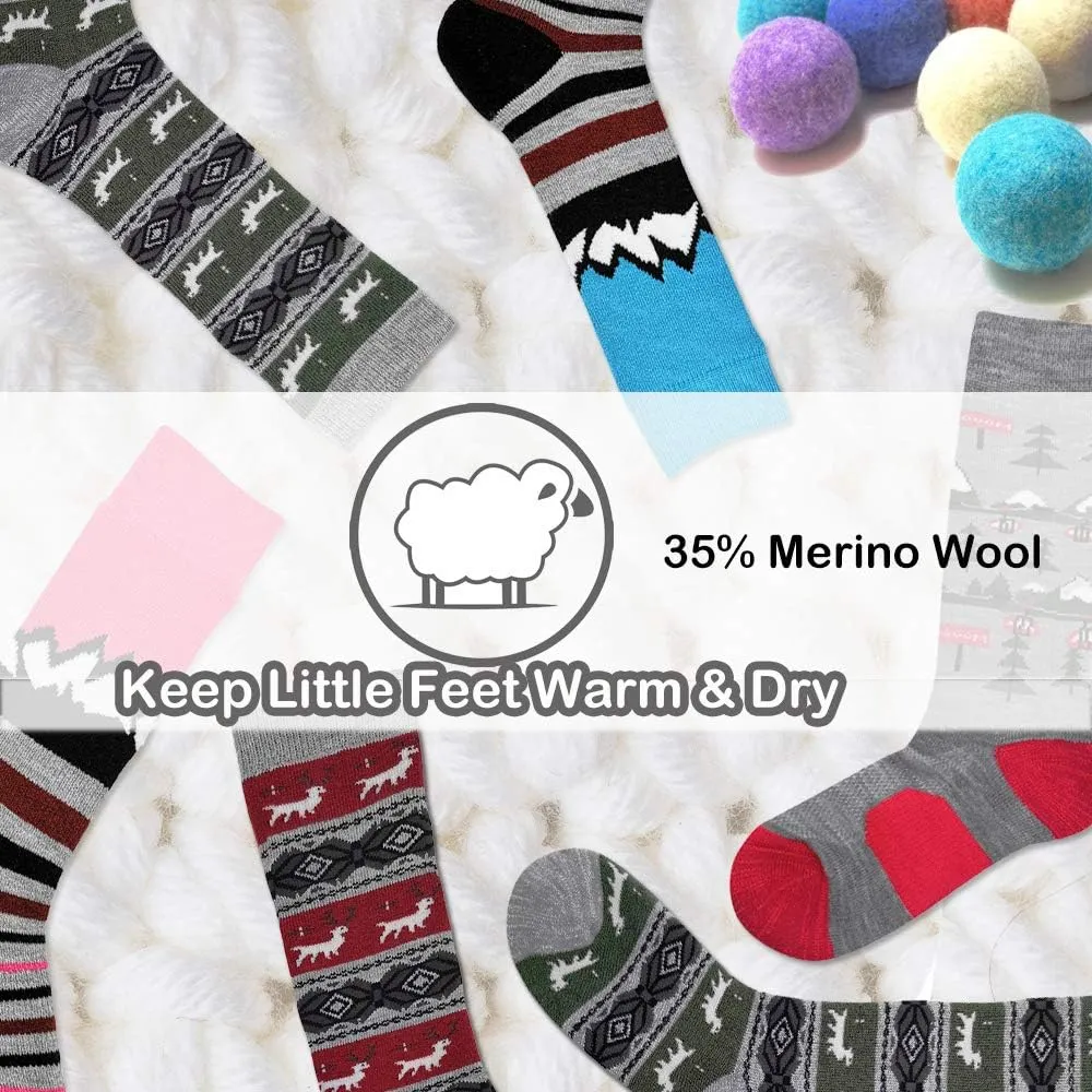 HIGHCAMP 2 Pairs Kids Merino Wool Ski Snowboard Socks Boy Girl Toddler Winter Snow Socks