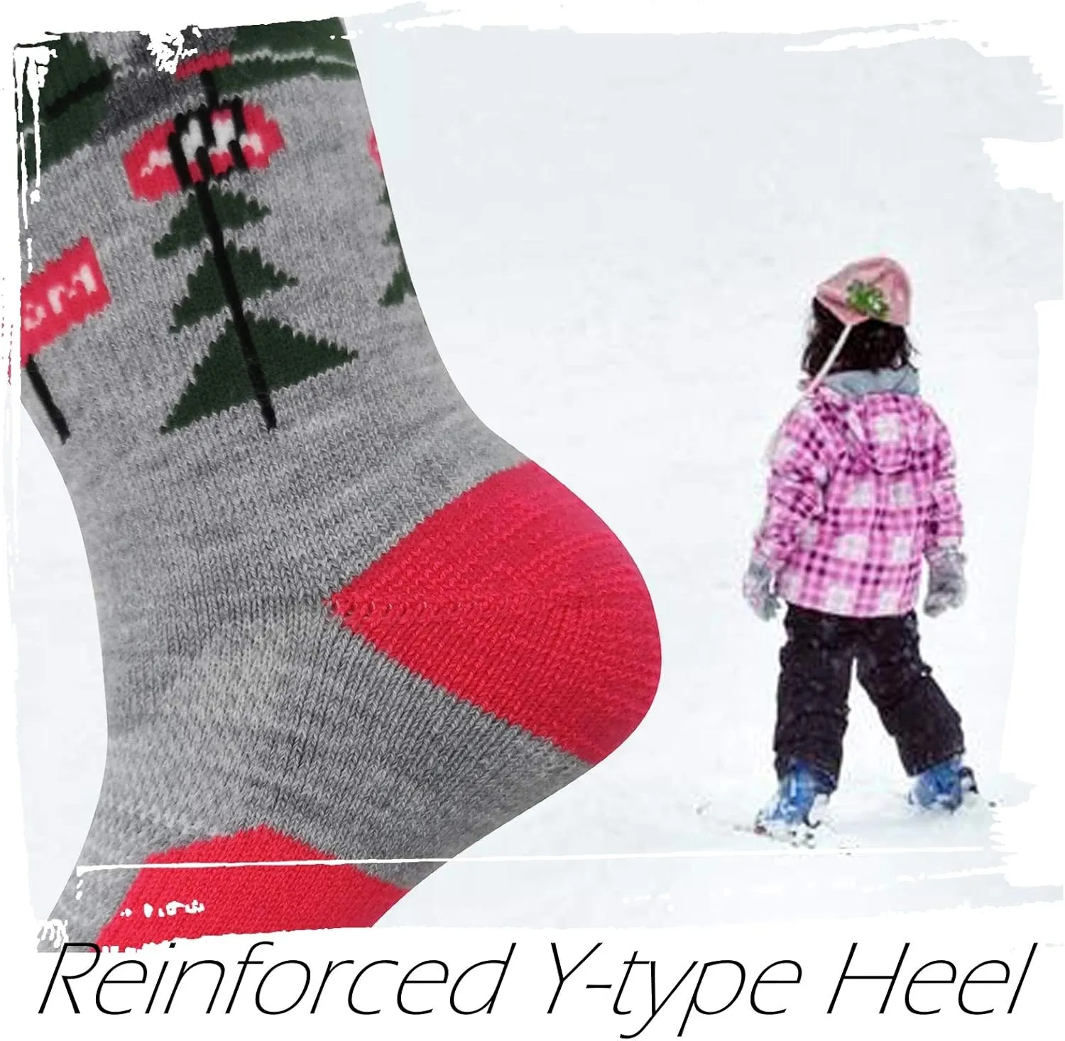 HIGHCAMP 2 Pairs Kids Merino Wool Ski Snowboard Socks Boy Girl Toddler Winter Snow Socks