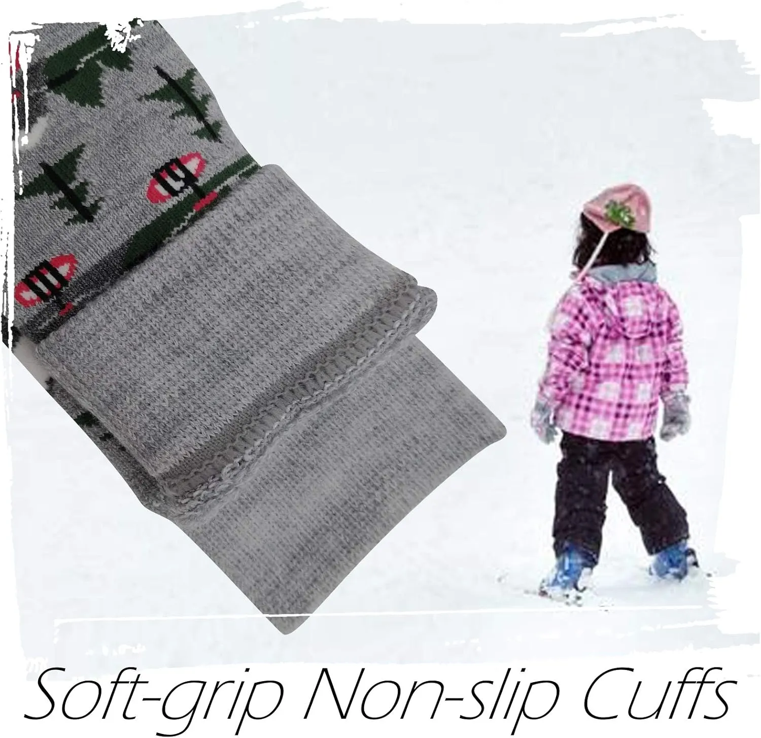 HIGHCAMP 2 Pairs Kids Merino Wool Ski Snowboard Socks Boy Girl Toddler Winter Snow Socks