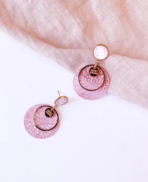 Inkcrete with Round Pink Lace Earrings