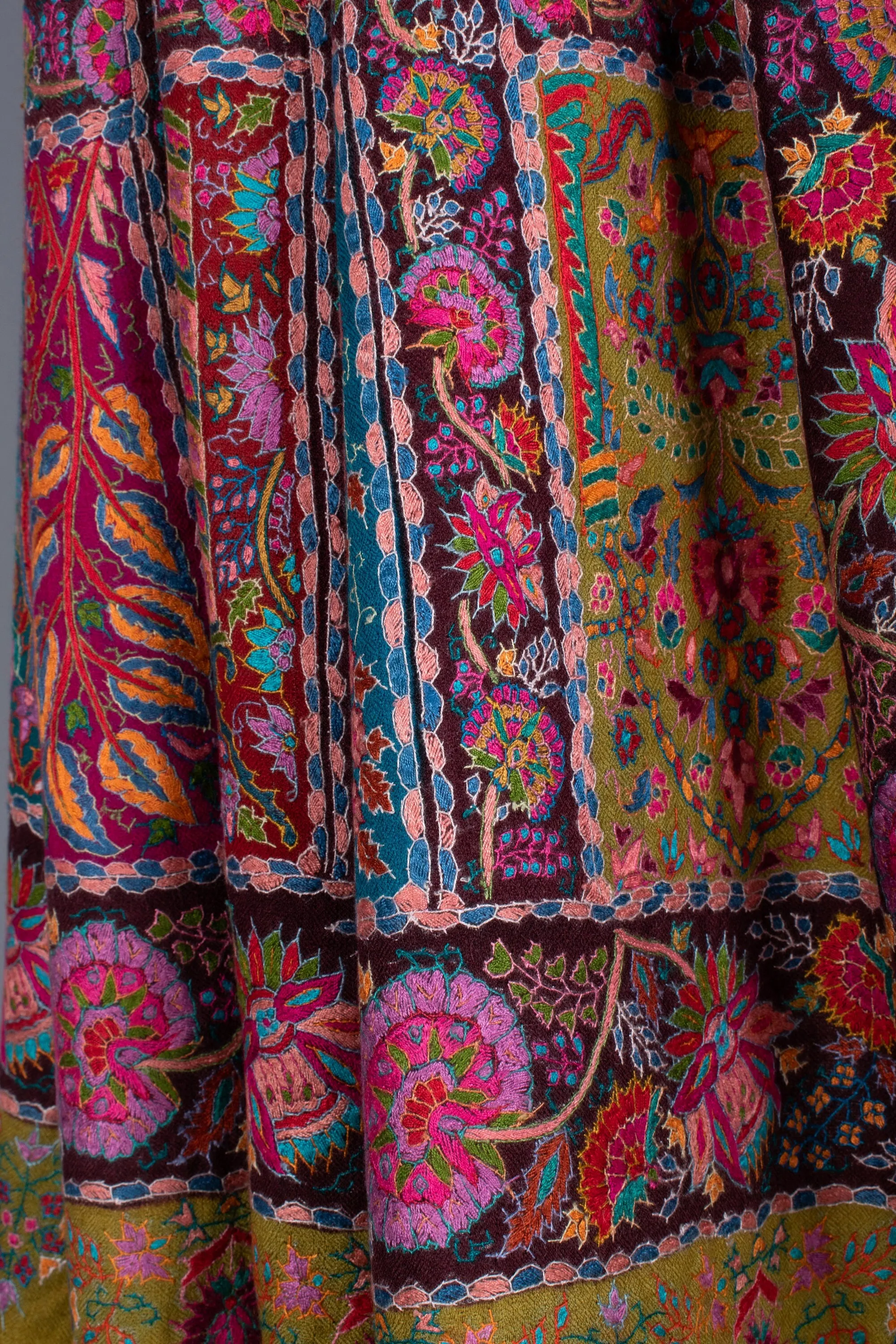 Kashmiri Pashmina Shawl, Special Indian Embroidery Wrap, Lemon Ginger Color, Hand Embroidered Shawl, Exclusive Shawl, 40x80" - LAKEWOOD