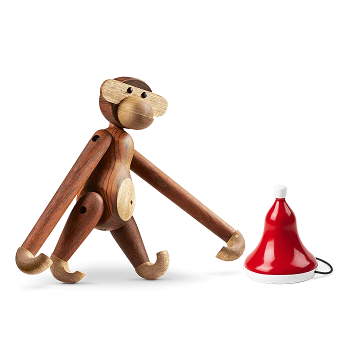 Kay Bojesen Monkey with Santa's Cap, Medium, Teak/Limba