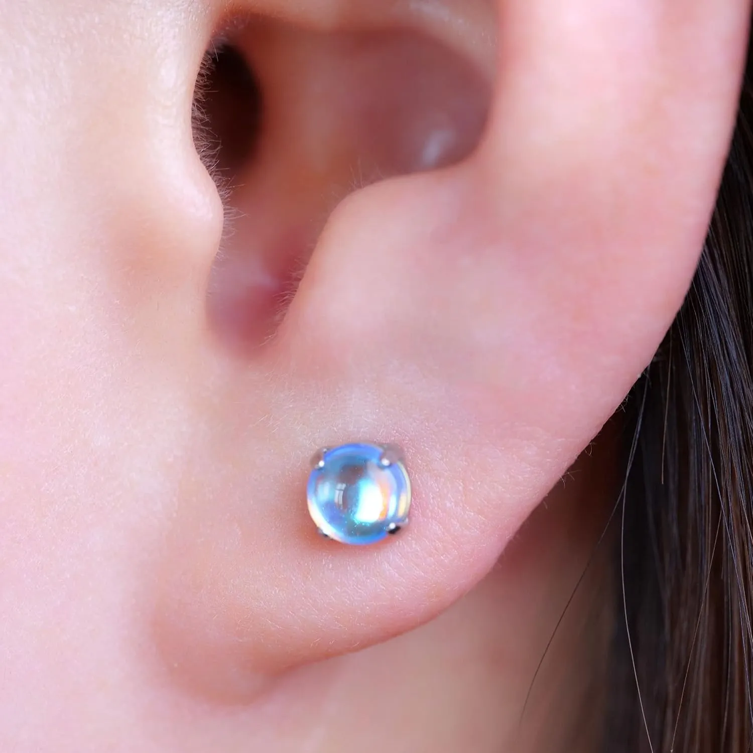 Limerencia G23 Hypoallergenic Pure Titanium Earrings, Opal/Moonstone/Cat's Eye/Blue Turquoise Stud Earrings, F136 Implant Grade|Delicate Jewelry for Sensitive Ears