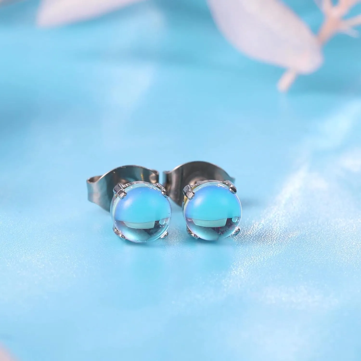Limerencia G23 Hypoallergenic Pure Titanium Earrings, Opal/Moonstone/Cat's Eye/Blue Turquoise Stud Earrings, F136 Implant Grade|Delicate Jewelry for Sensitive Ears