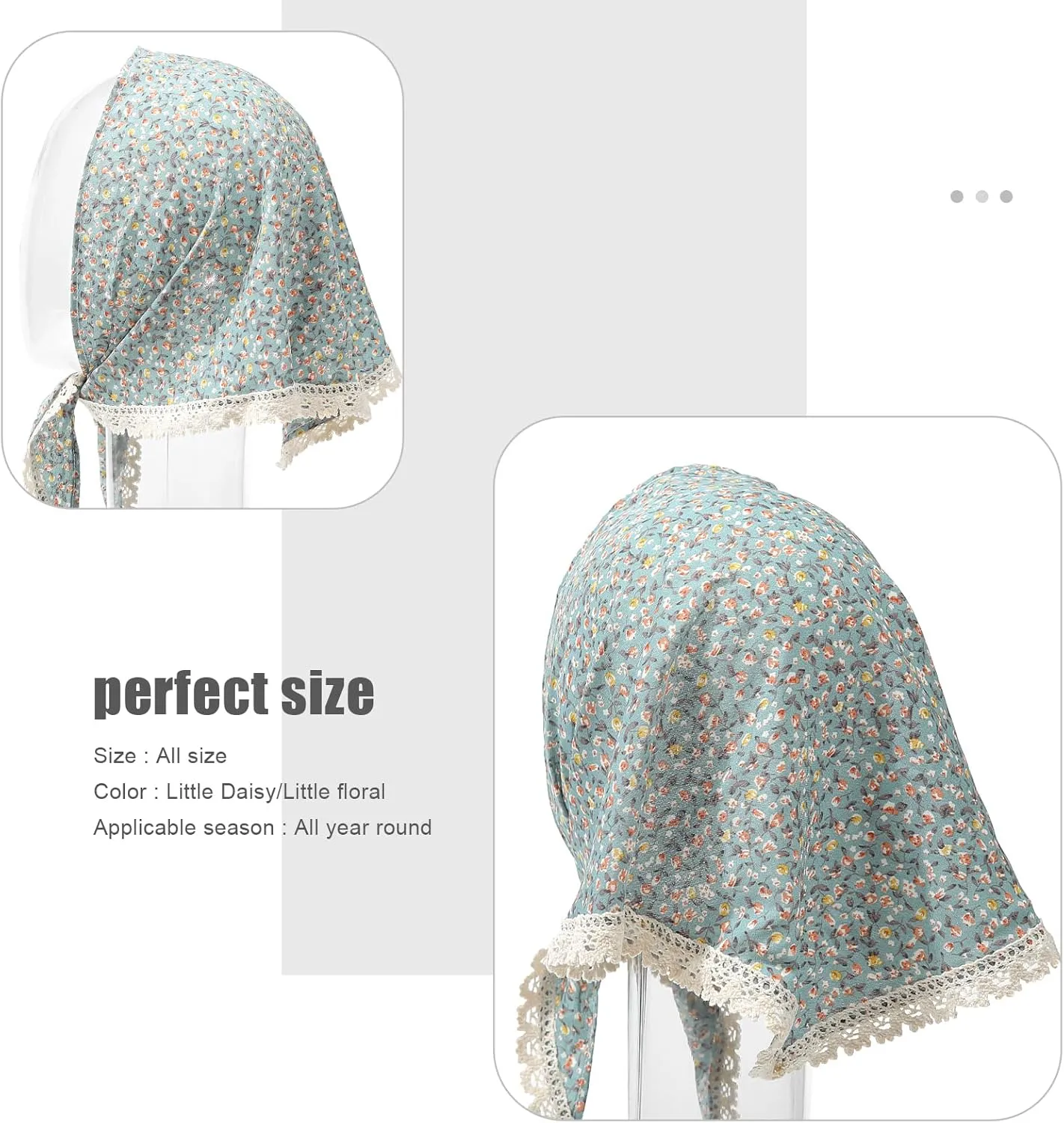 Molans 3Pcs Floral Head Scarf, Chiffon Hair Bandanas Kerchief, Vintage Boho Hair Scarf for Women Girls