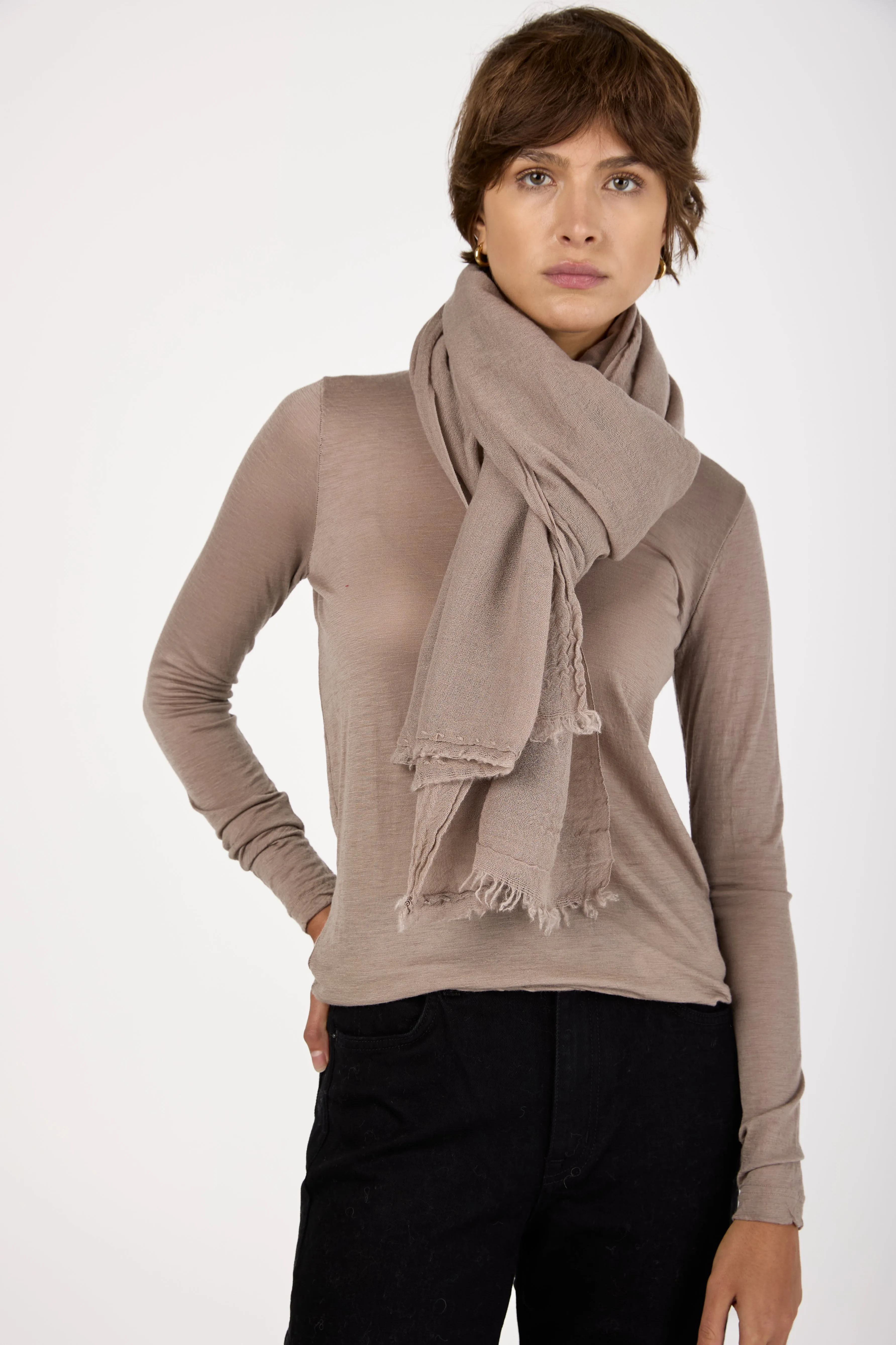 Net Cashmere Scarf in Cappuch