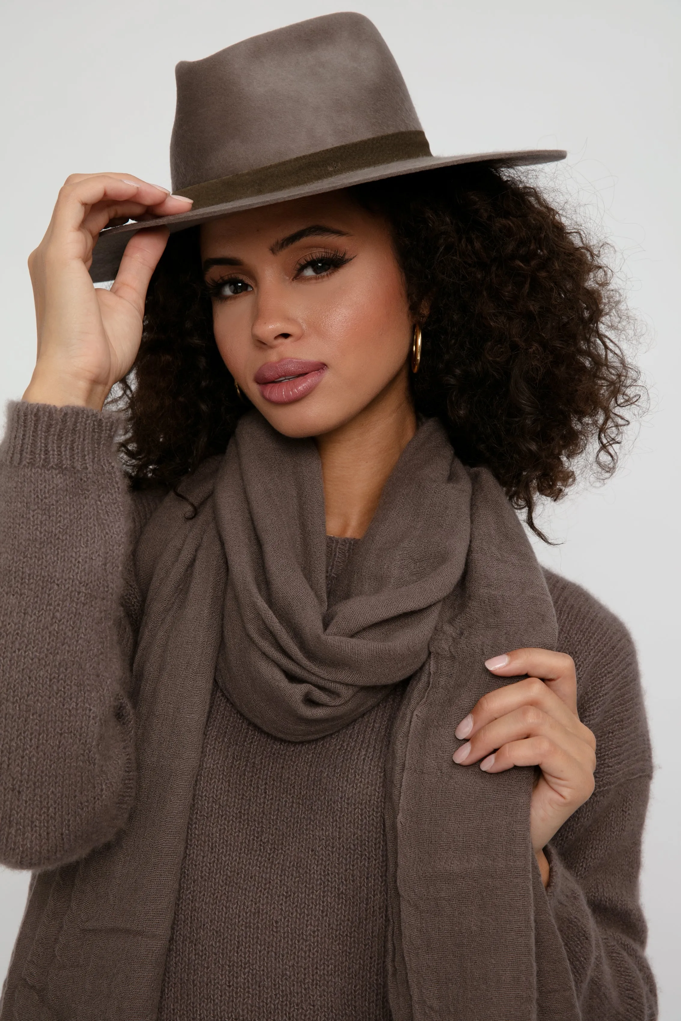 Net Cashmere Scarf in Choco