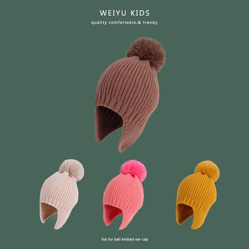 New Winter Children's Hat Warm Lei Feng Hat Winter Knitted Wool Hat Girls Ear Protection Hat Boys