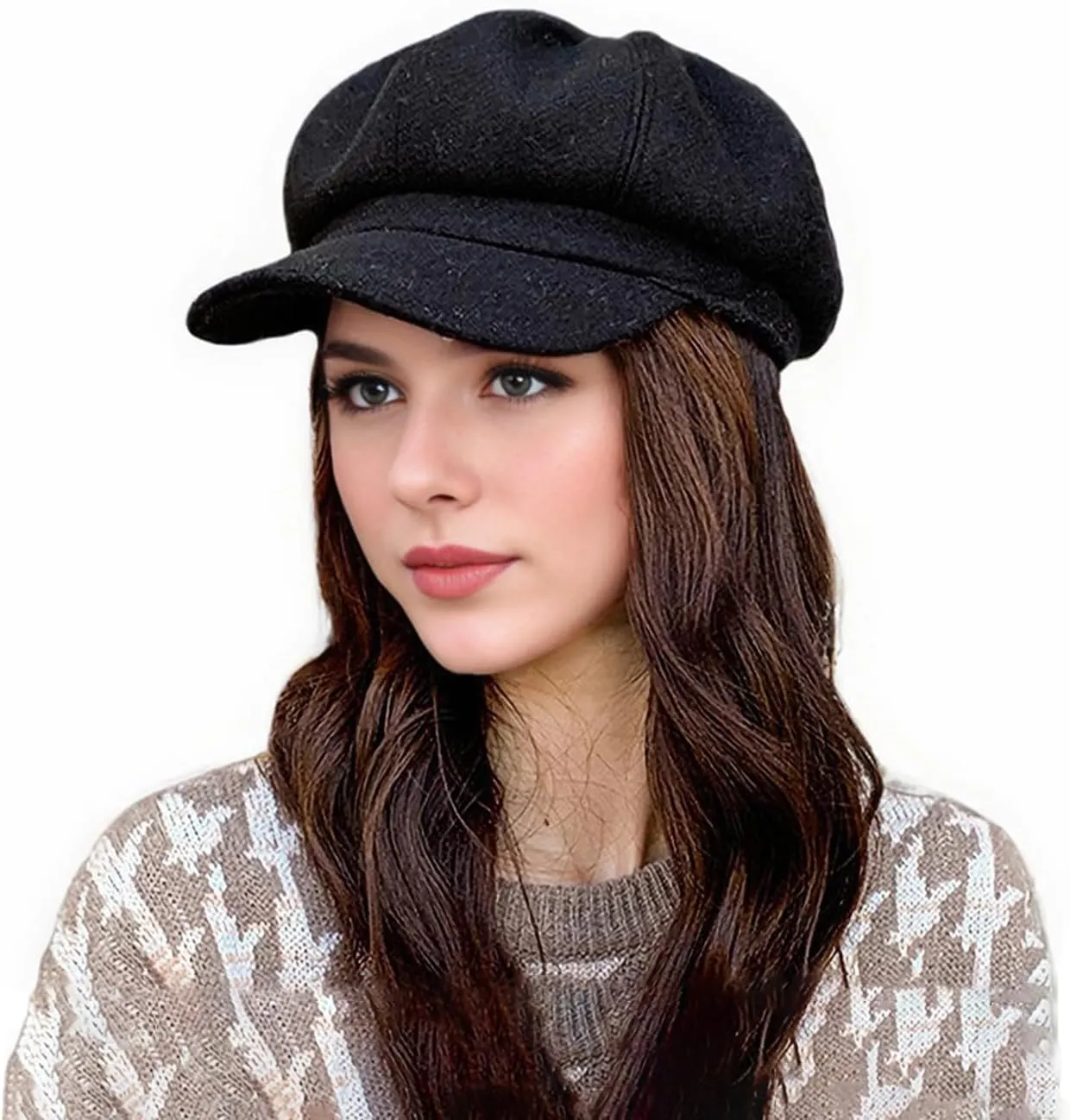 Newsboy Cap for Women,Fashion Ivy Cabbie Hats Bakerboy Style Peaked Visor Berets Cap