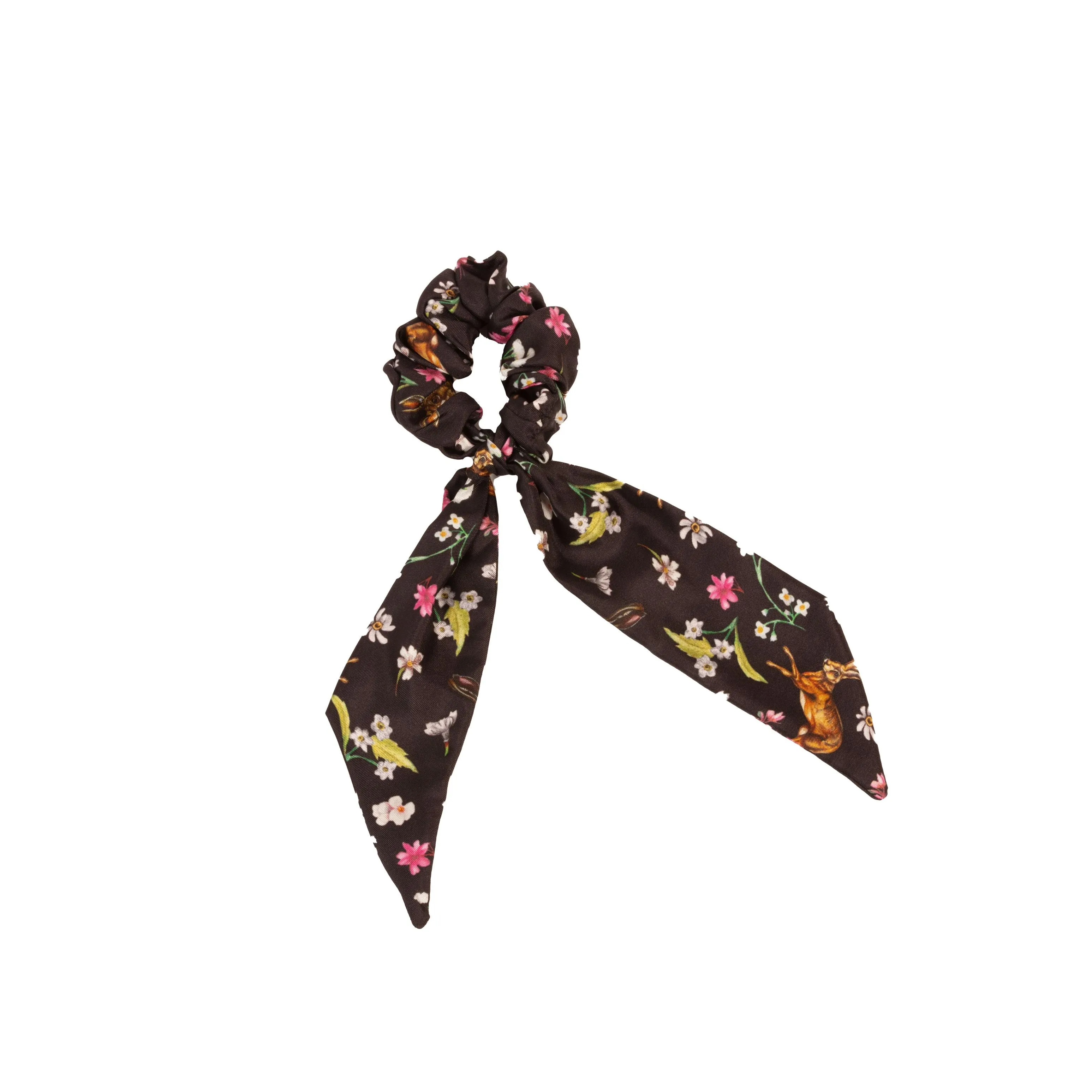 Oopsie Daisy Ebony Black Medium Tail Silk Scrunchie