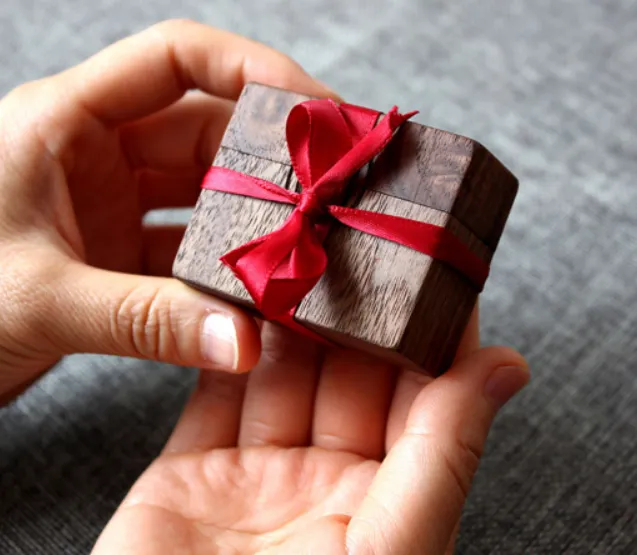 Original Design Wood Ring Fingerprint Handmade Walnut Silver Gift Custom Made Wooden Rings