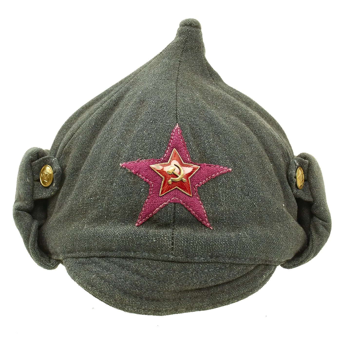 Original Soviet Russian WWII M36 Budenovka Winter Cap - dated 1939