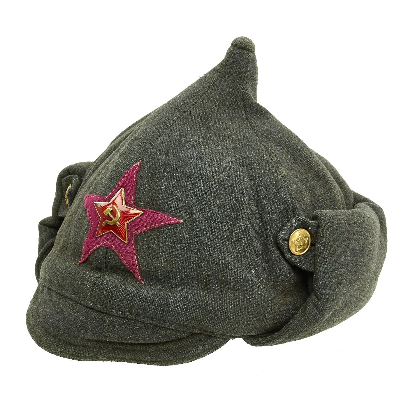 Original Soviet Russian WWII M36 Budenovka Winter Cap - dated 1939