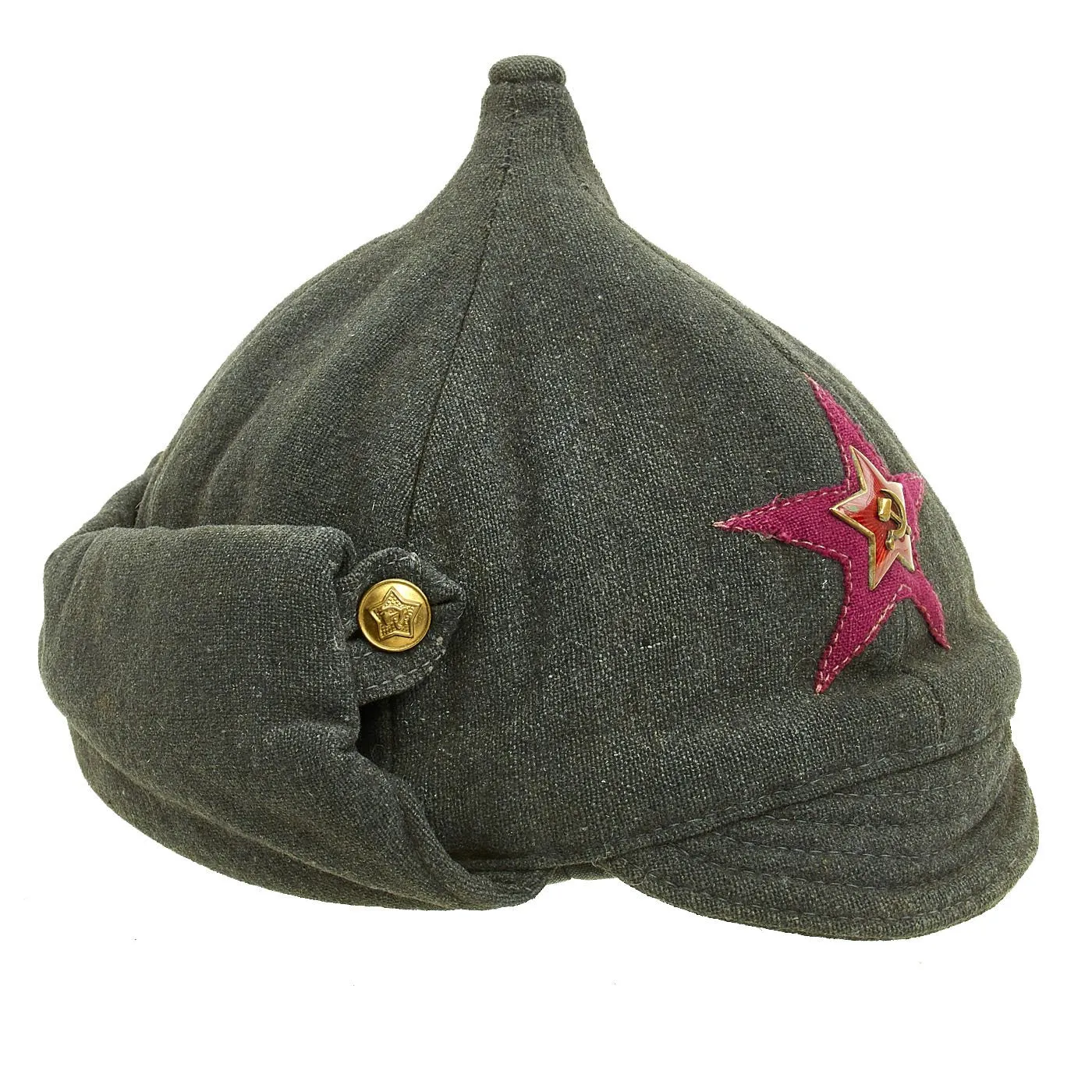 Original Soviet Russian WWII M36 Budenovka Winter Cap - dated 1939