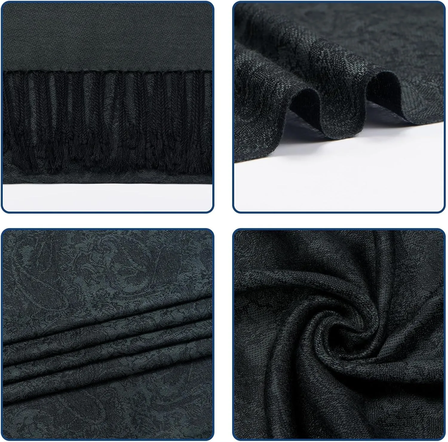 Paisley Pashmina Shawl Wrap Women Reversible Vintage Jacquard Pashmina Rave Scarf with Fringe for Evening, Wedding