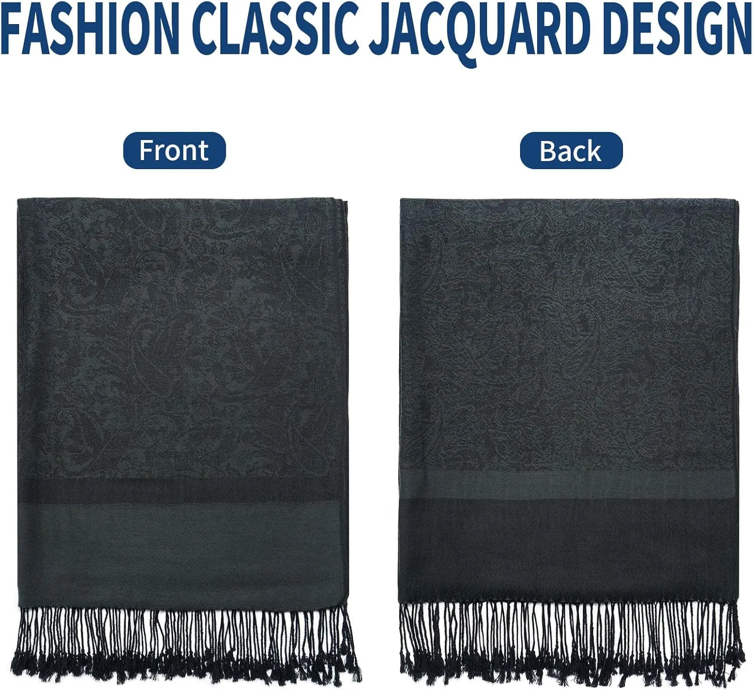 Paisley Pashmina Shawl Wrap Women Reversible Vintage Jacquard Pashmina Rave Scarf with Fringe for Evening, Wedding
