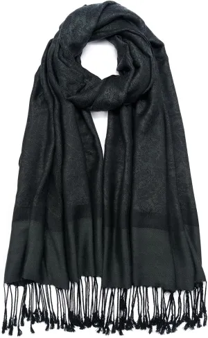 Paisley Pashmina Shawl Wrap Women Reversible Vintage Jacquard Pashmina Rave Scarf with Fringe for Evening, Wedding