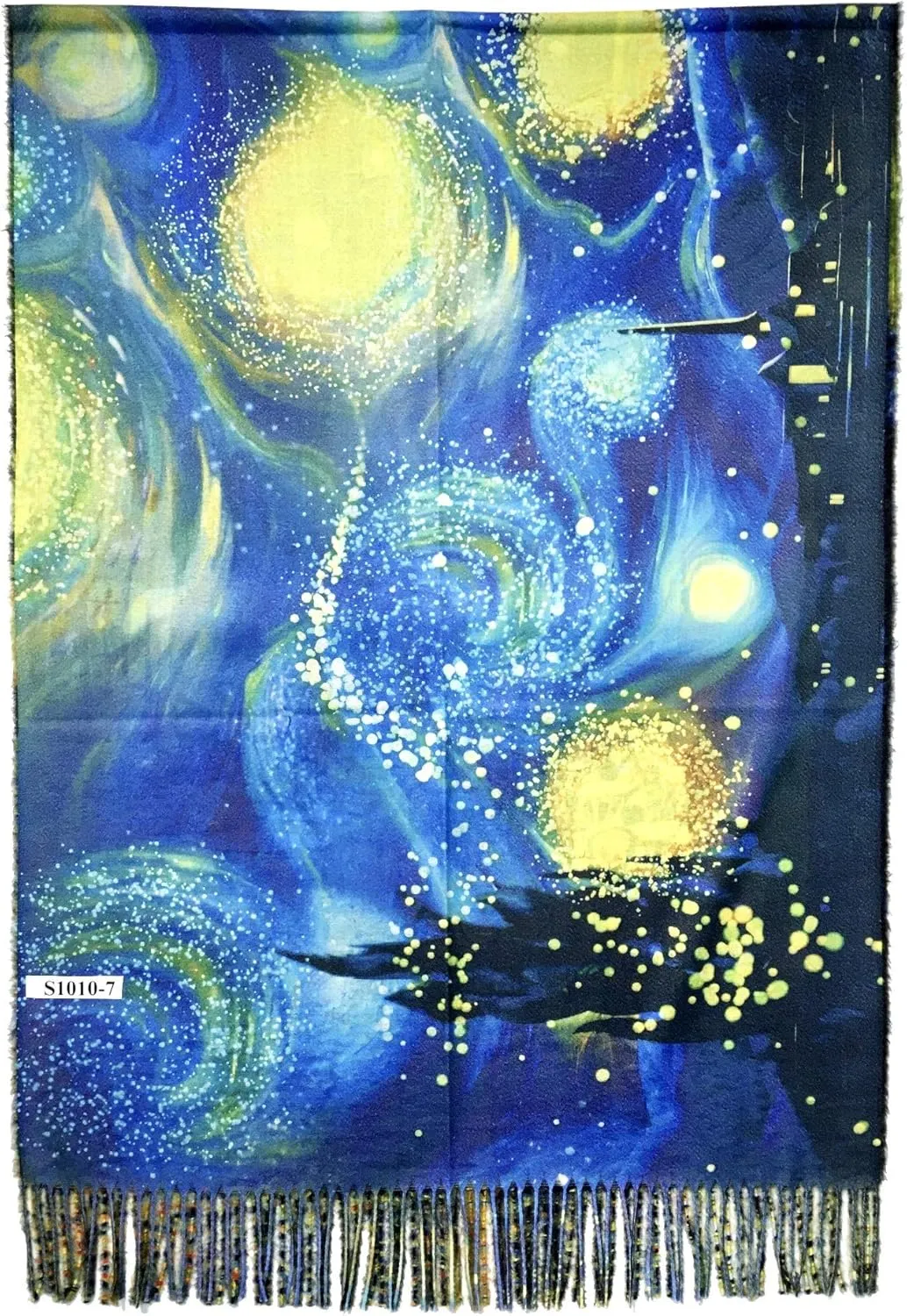 Plum Feathers Super Soft Cashmere Feel Double Sided Reversible Art Shawl Scarf Van Gogh Monet Klimt Inspired