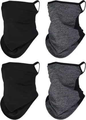 SATINIOR 4 Pcs Neck Gaiter with Ear Loops Neck Covers Bandana Cloth Face Gaiter Mask for Men Women Winter Non Slip Headwear