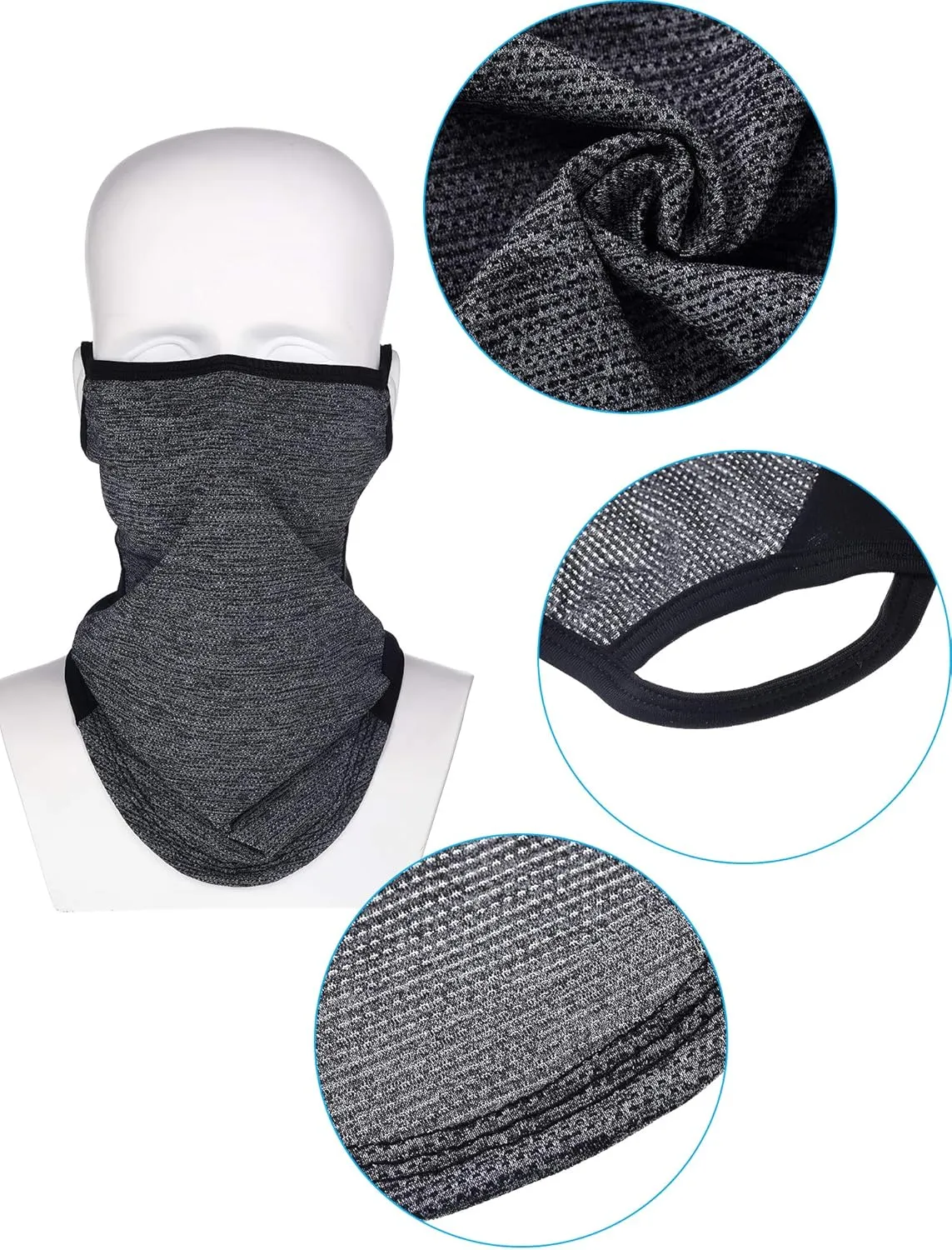 SATINIOR 4 Pcs Neck Gaiter with Ear Loops Neck Covers Bandana Cloth Face Gaiter Mask for Men Women Winter Non Slip Headwear
