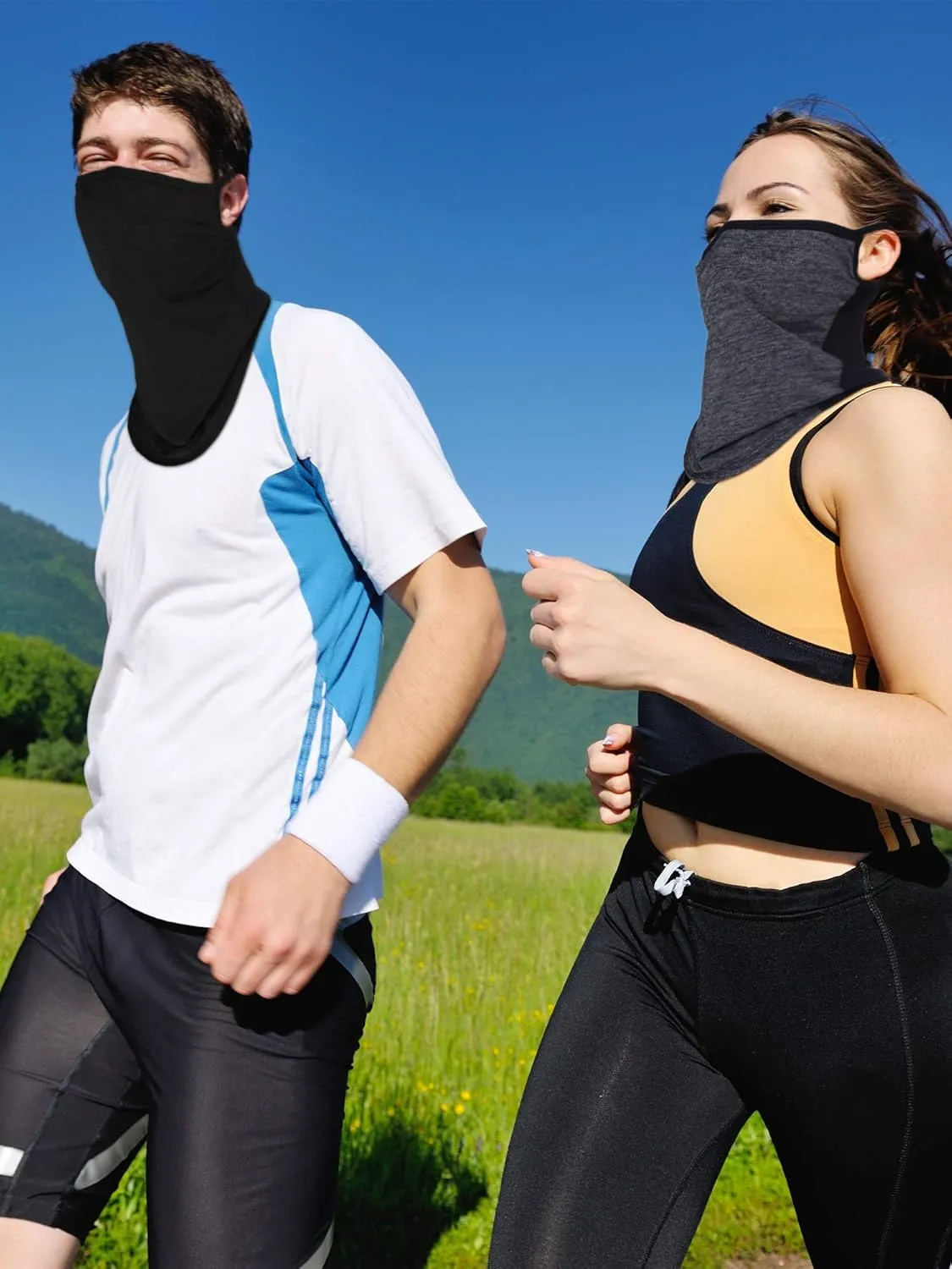 SATINIOR 4 Pcs Neck Gaiter with Ear Loops Neck Covers Bandana Cloth Face Gaiter Mask for Men Women Winter Non Slip Headwear
