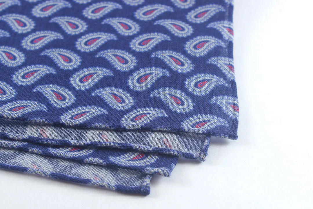Scarf: Blue Mélange Wool Paisley