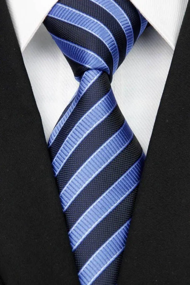 Secdtie Men's Classic Stripe Jacquard Woven Silk Tie Formal Party Suit Necktie