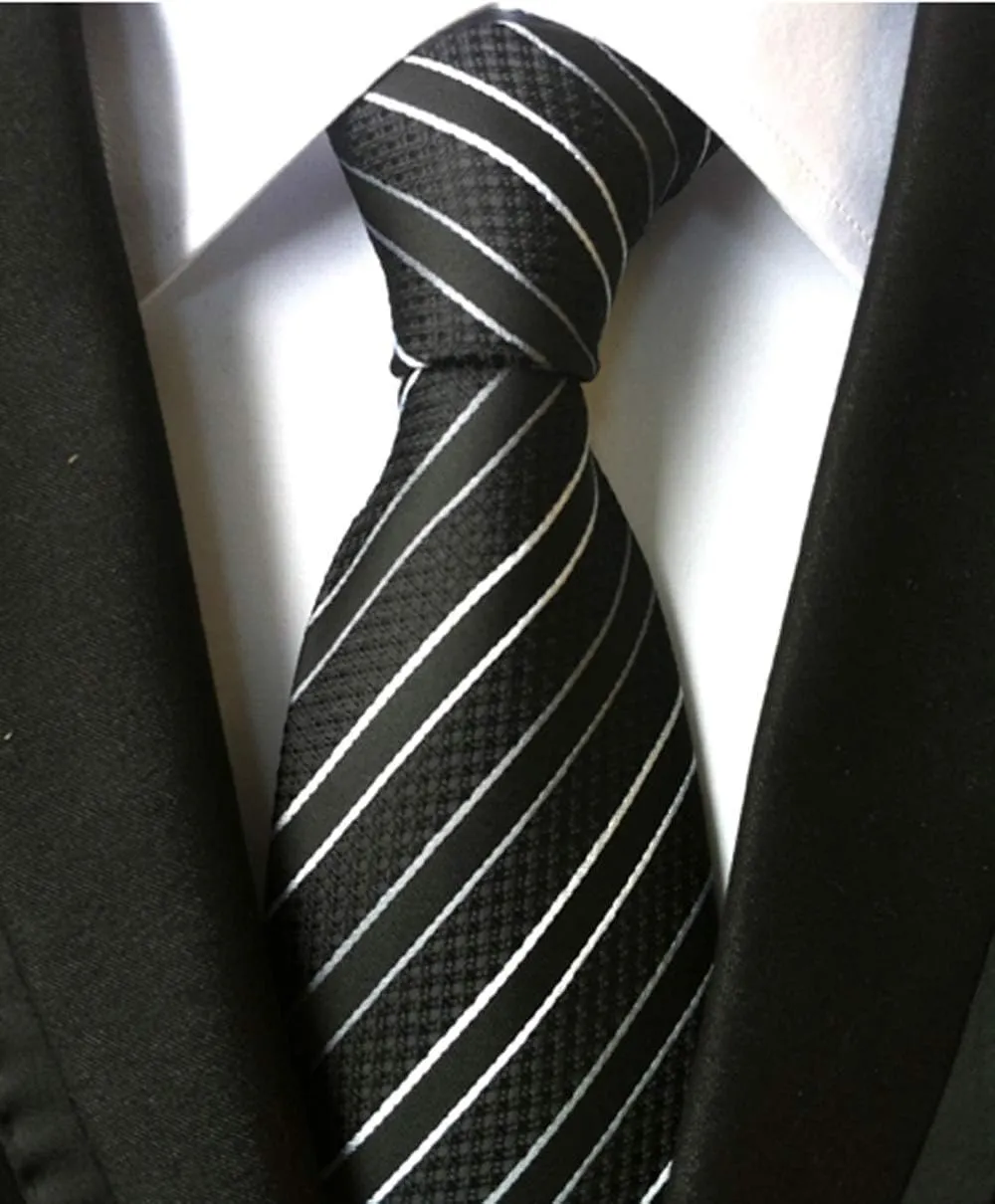 Secdtie Men's Classic Stripe Jacquard Woven Silk Tie Formal Party Suit Necktie