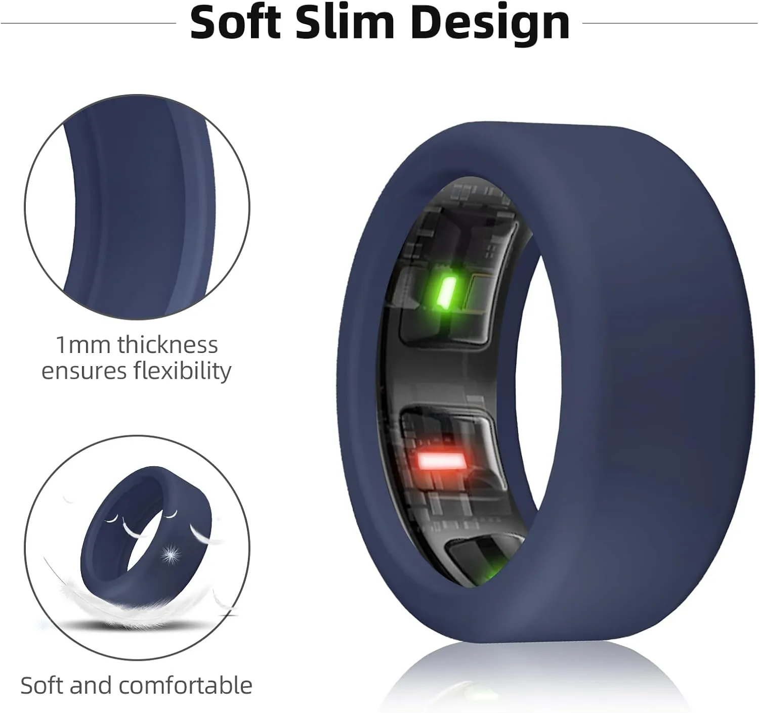 Silicone Protector Compatible with RingConn Gen 2/2 air/ 1, Oura Ring Gen 4/3, Elastic Cover for Working Out