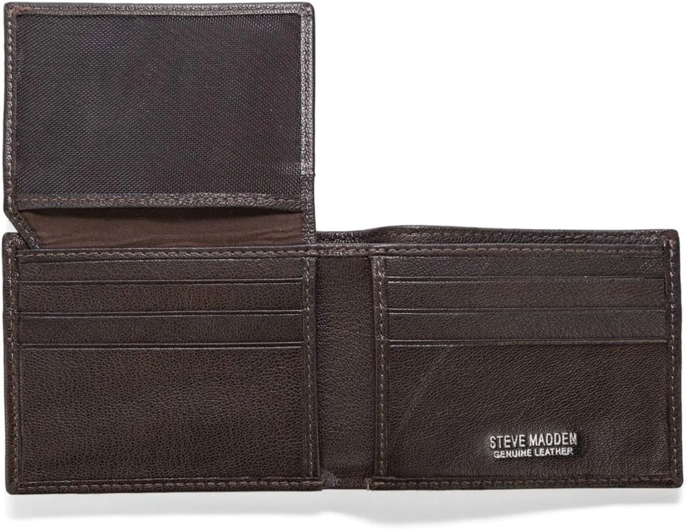 Steve Madden Men's Slim Leather Wallet with Extra Capacity Attached Flip Pockets