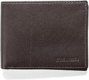 Steve Madden Men's Slim Leather Wallet with Extra Capacity Attached Flip Pockets