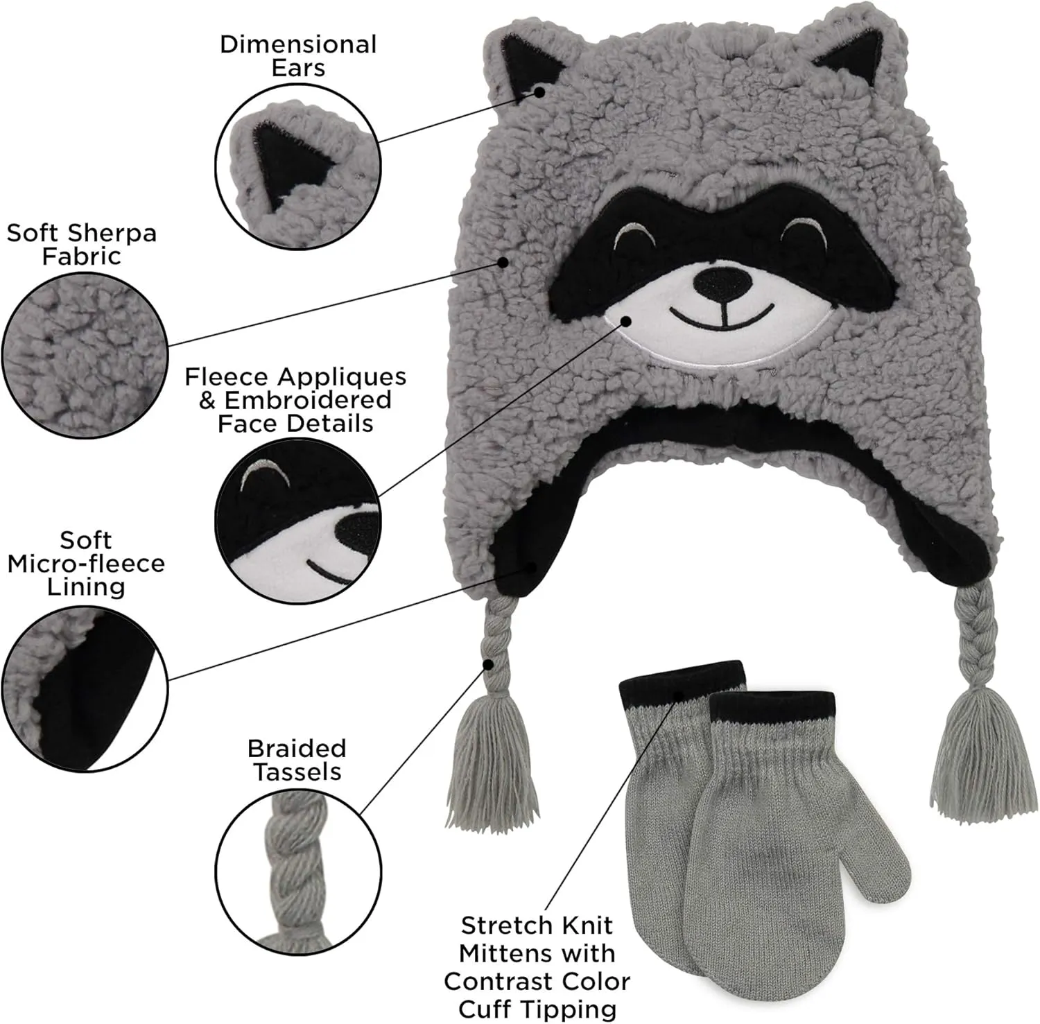 Toddler Winter Hat and Gloves Set for Ages 4-7 or Boys & Girls Winter Hat & Toddler Mittens Ages 2-4