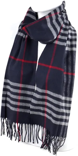 Umo Lorenzo Soft Luxurious Cashmere Feel Fall Scarf for Men and Women - Plaid Designer Scarves