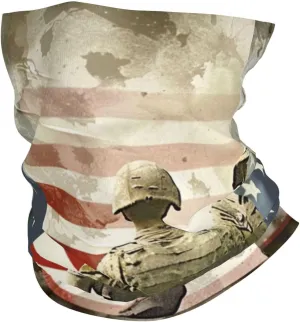 US Military Soldiers Patriotic Memorial Day Prints Headband Neck Warmer Balaclava Face Cover for Running, Motorcycling, Cycling, Fishing, and Outdoor Activities White