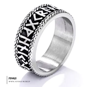 Viking Rune Ring Silver Norse Style