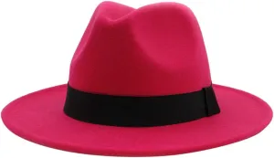 Wide Brim Fedora Hats Floppy Panama Hats Women Men Vintage Hats with Ribbon Classic Jazz Hat