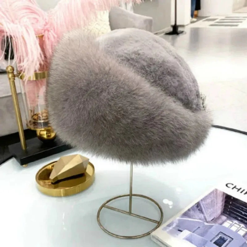Winter thick fur headband fluffy Russian faux fur women's girl fur headband hat winter outdoor warm ski cap