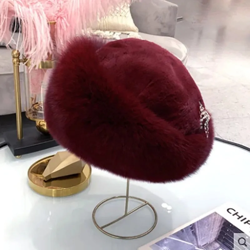 Winter thick fur headband fluffy Russian faux fur women's girl fur headband hat winter outdoor warm ski cap