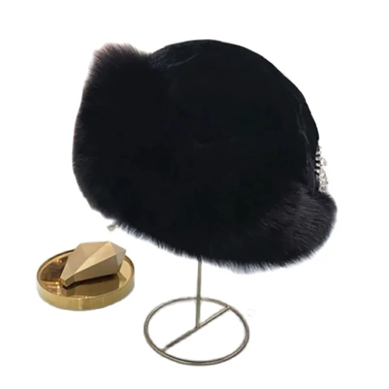 Winter thick fur headband fluffy Russian faux fur women's girl fur headband hat winter outdoor warm ski cap