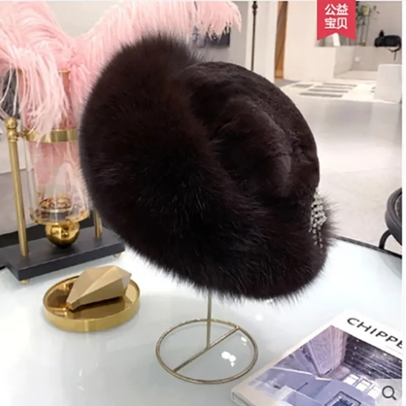 Winter thick fur headband fluffy Russian faux fur women's girl fur headband hat winter outdoor warm ski cap
