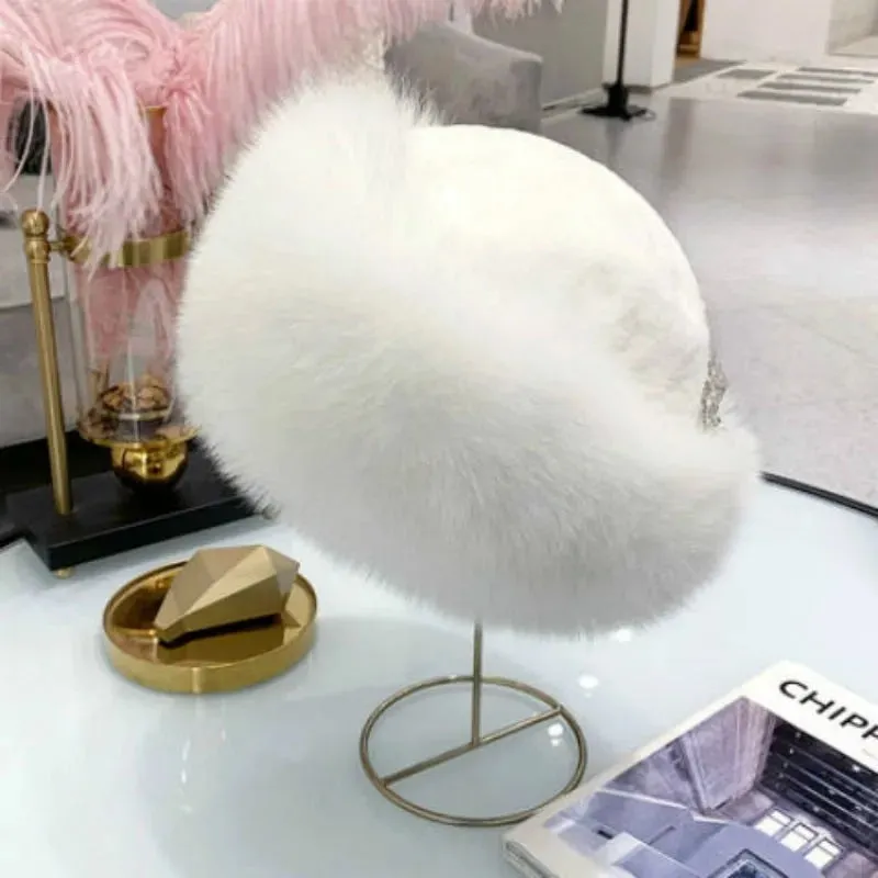 Winter thick fur headband fluffy Russian faux fur women's girl fur headband hat winter outdoor warm ski cap