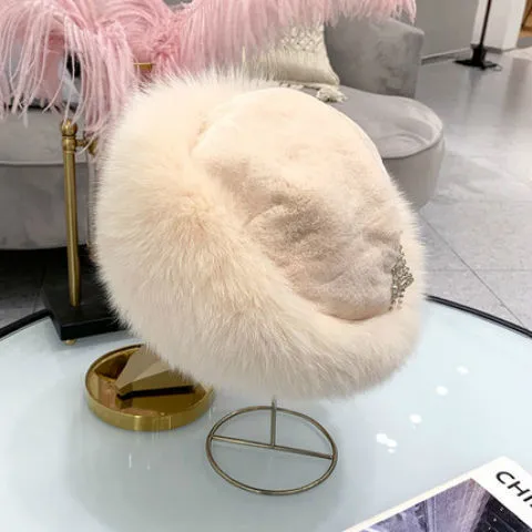 Winter thick fur headband fluffy Russian faux fur women's girl fur headband hat winter outdoor warm ski cap
