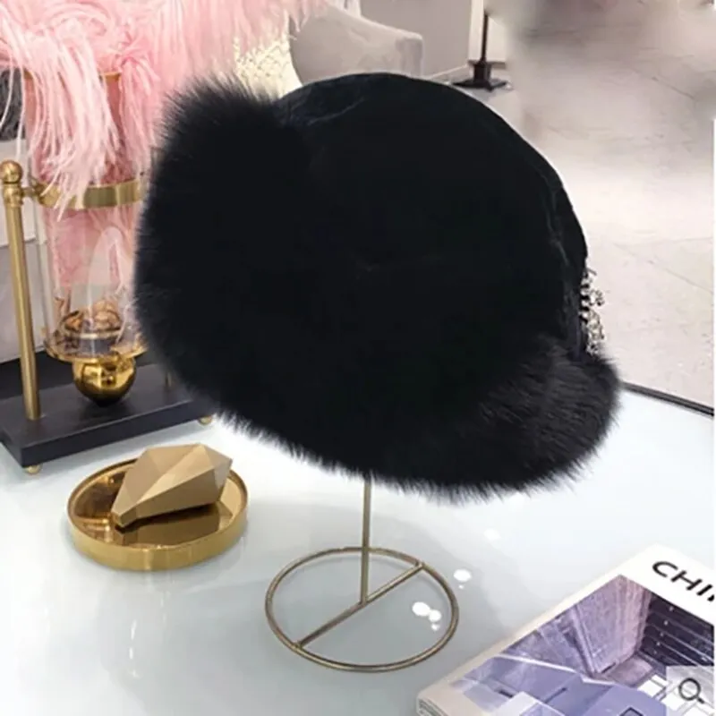 Winter thick fur headband fluffy Russian faux fur women's girl fur headband hat winter outdoor warm ski cap
