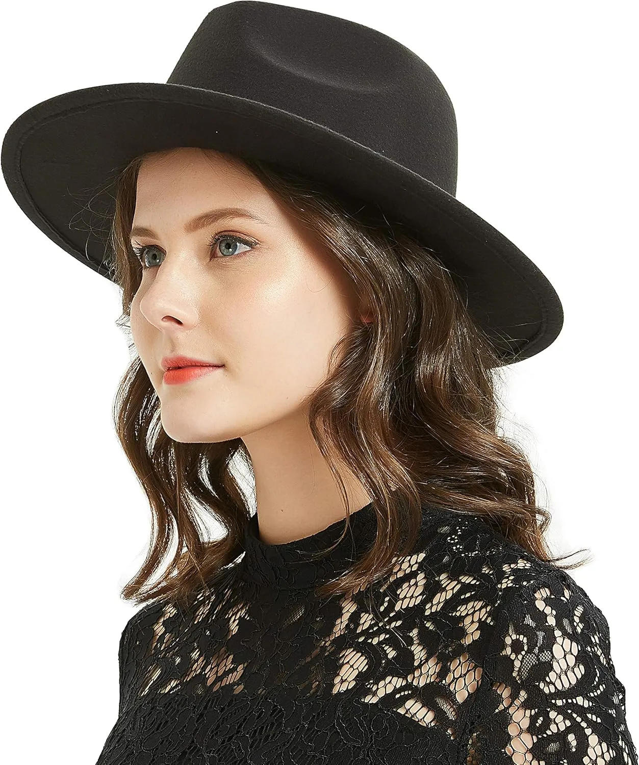 Women or Men Woolen Felt Fedora Hat Vintage Widet Brim Crushable Hat Belt Jazz