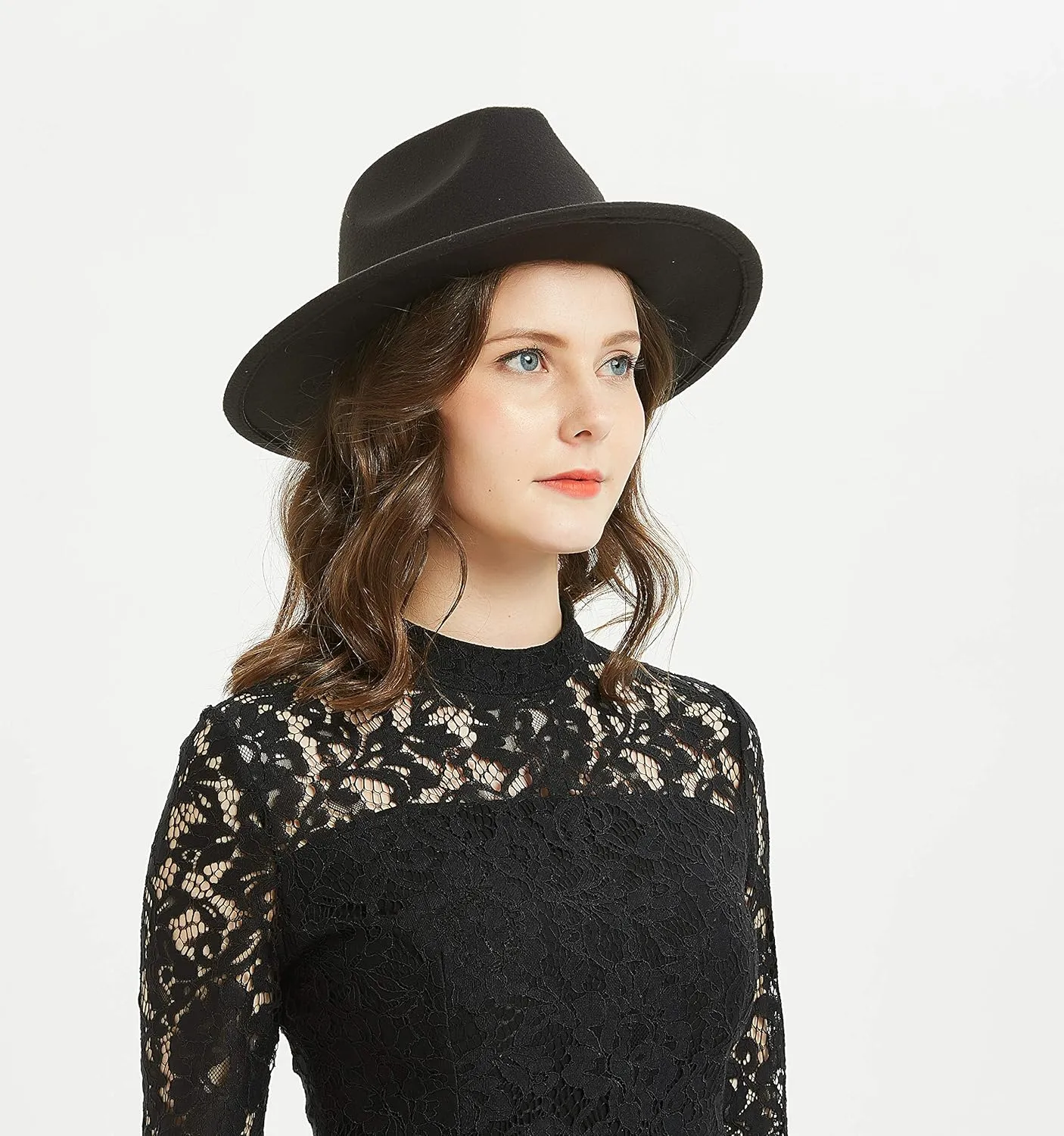Women or Men Woolen Felt Fedora Hat Vintage Widet Brim Crushable Hat Belt Jazz