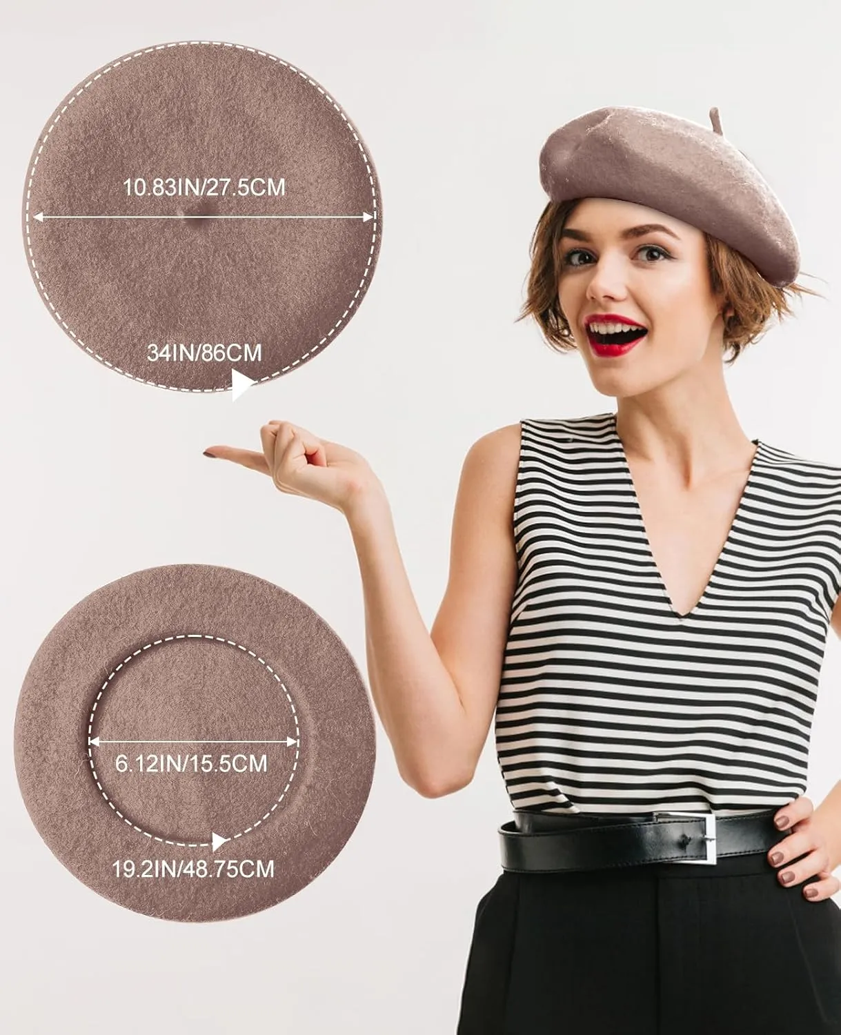 Wool Berets for Women - Classic French Beret Hats for Women and Kids, Solid Color Artist Style