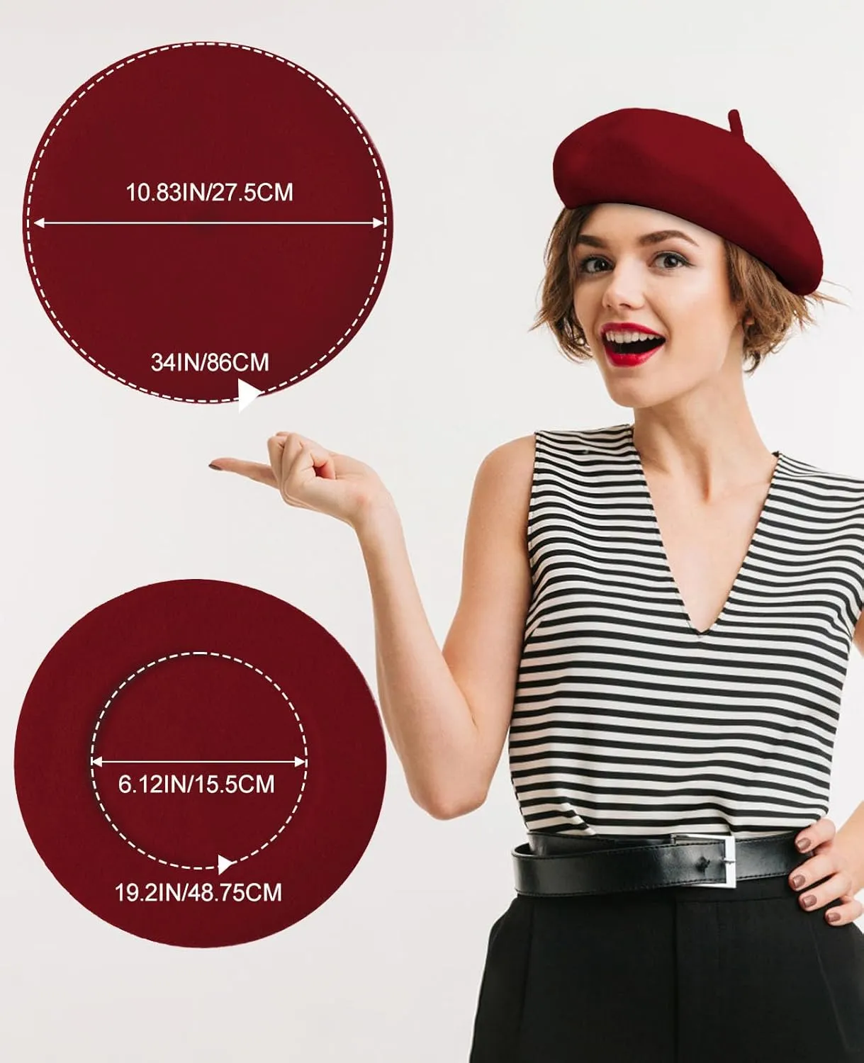 Wool Berets for Women - Classic French Beret Hats for Women and Kids, Solid Color Artist Style