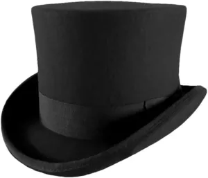 Wool Felt High Top Hat Women Men Asymmetric Cashmere Hat Fashion Ribbon Hats Party Halloween Magician Costume Cap Black S 52-55cm