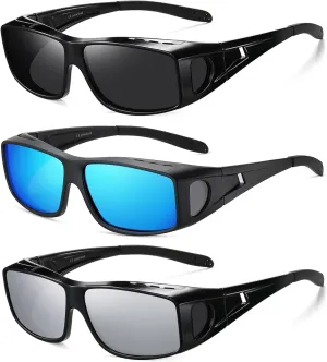 Wzerry Polarized Sunglasses Fit Over Glasses, UV Protection Wrap-Around for Men Women, Driving and Outdoor Activities